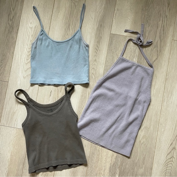 Brandy Melville Tops - Brandy Melville Crop Tank Tops Set of 3 (one size) halter summer fitted stretchy